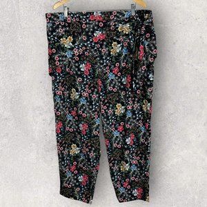 ASOS Wide Leg Floral Pants Womens Size‎ 18 Skirted Tie Waist Boho Beach Elastic